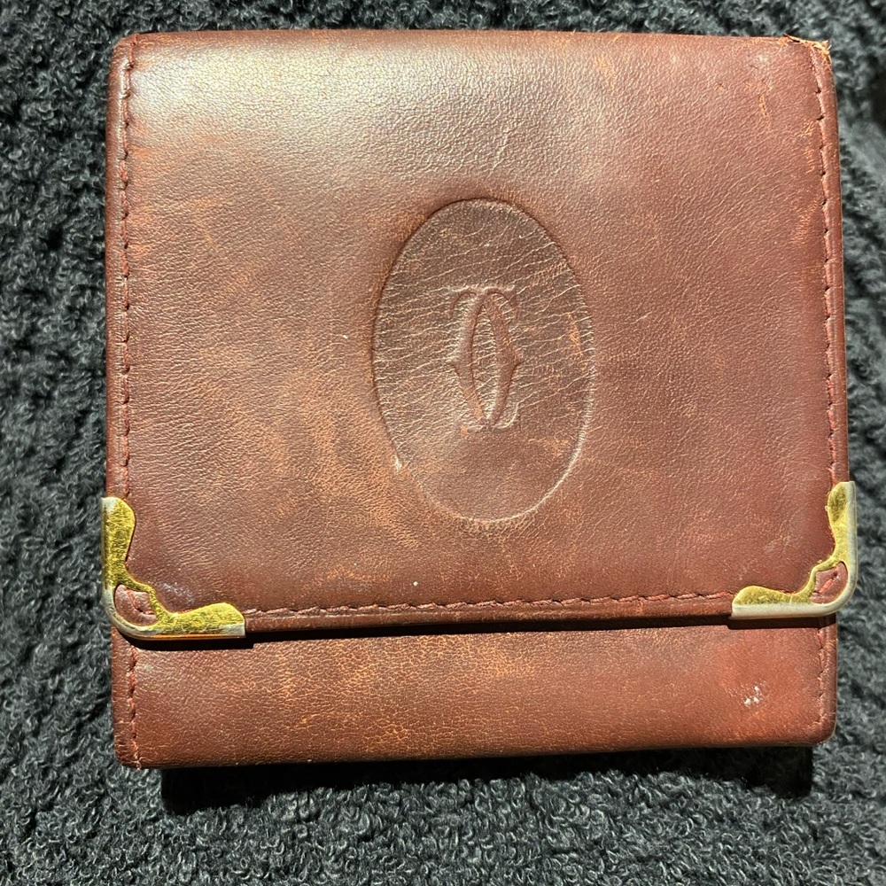 Cartier Cognac Money Clip with Vintage Leather Finish